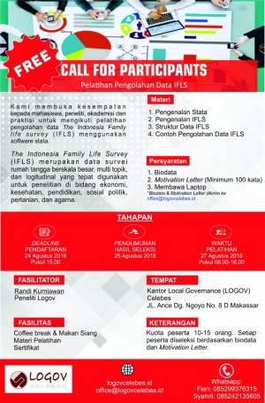 Call for Participants: Pelatihan Pengolahan Data IFLS